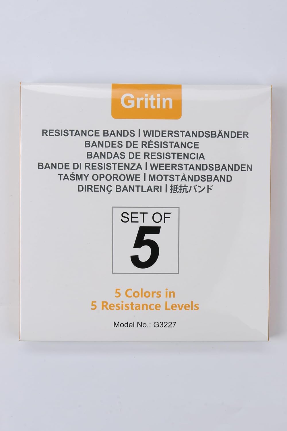 Gritin Resistance Bands Set of 5 – 5 Strength Levels, Skin-Friendly, with Carry Case + Free Workout Plan