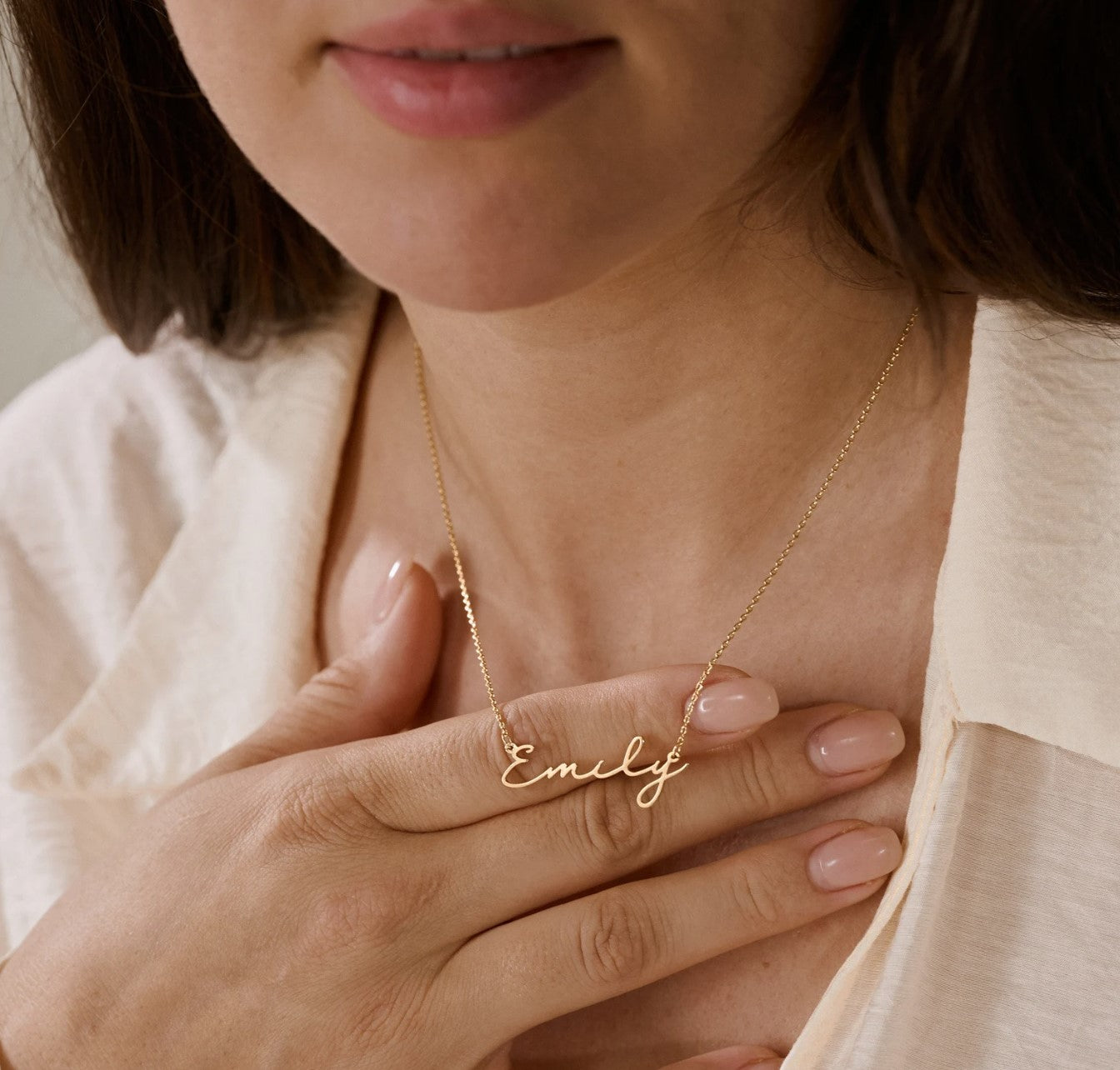 Dainty 18K Gold-plated personalized name necklace. A minimalist, custom jewelry Christmas gift