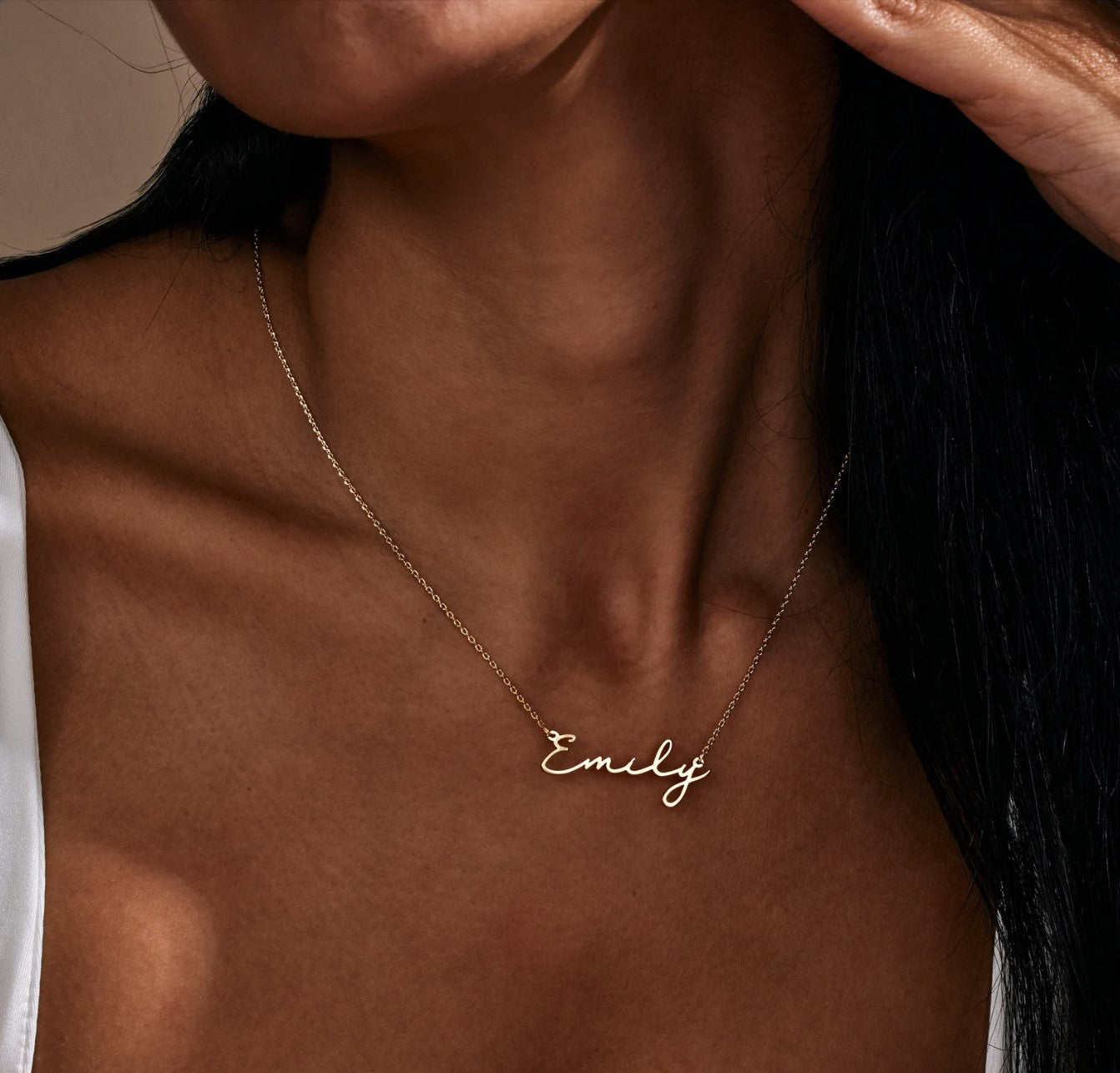 Dainty 18K Gold-plated personalized name necklace. A minimalist, custom jewelry Christmas gift